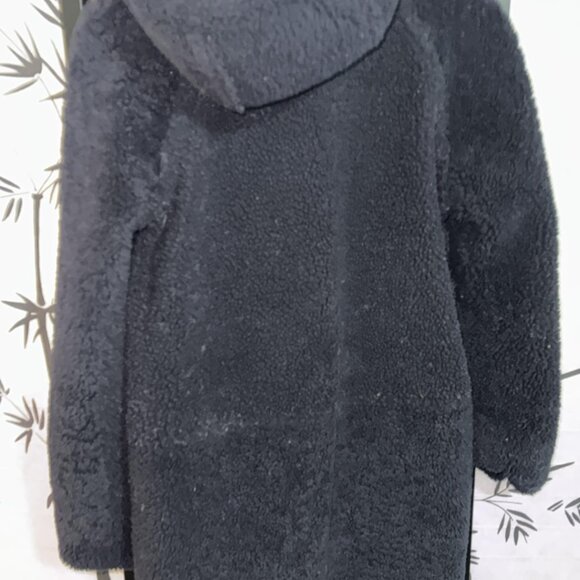 Size:6💕 Coach Genuine Black Shearling Two Side with Hoodie Tall Jacket Coat - Picture 5 of 16